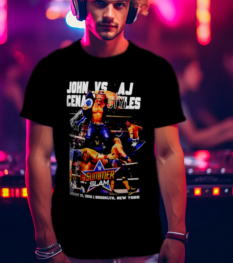 John Cena Vs AJ Styles WWE SummerSlam 2016 Barclays Center August 21 Brooklyn New York T-Shirt