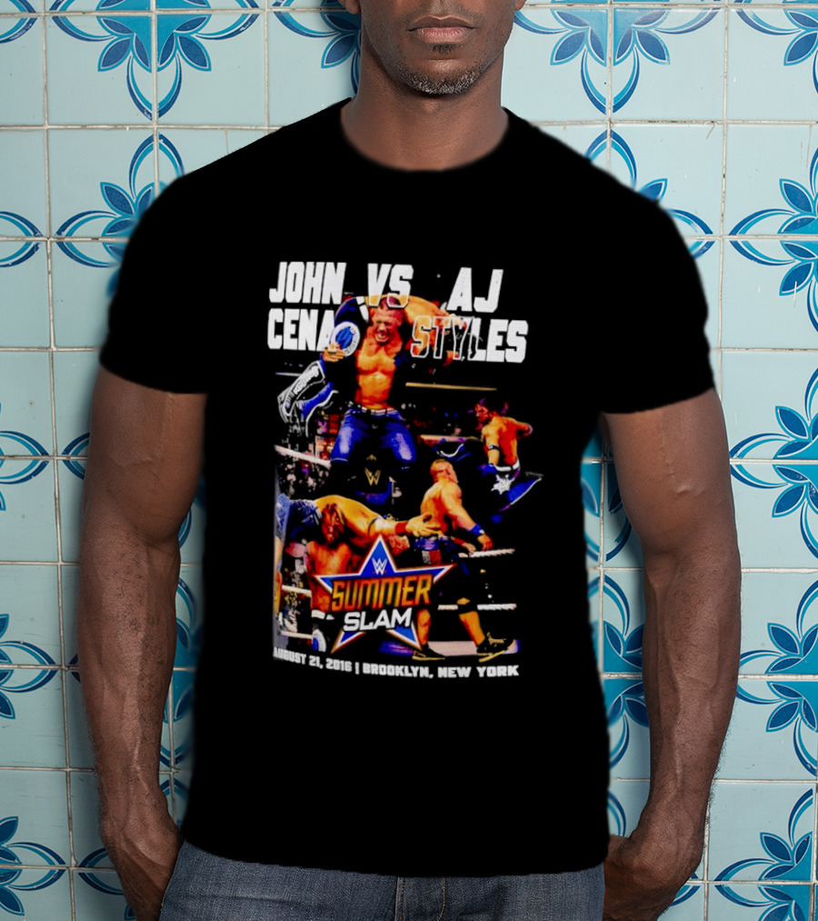 John Cena Vs AJ Styles WWE SummerSlam 2016 Barclays Center August 21 Brooklyn New York T-Shirt