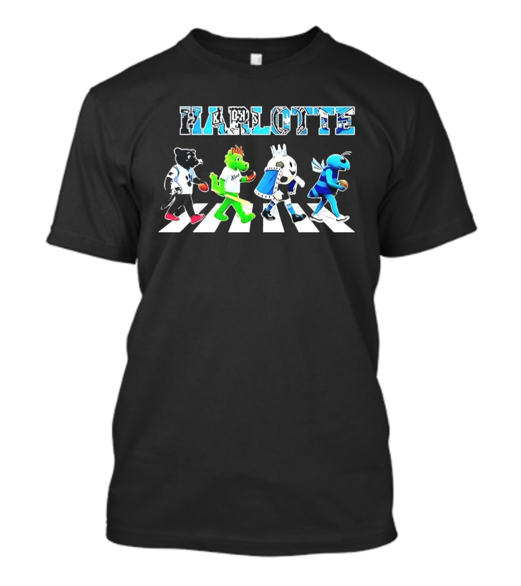 Charlotte Sports Teams Mascots Crossing Abbey Road T-Shirt