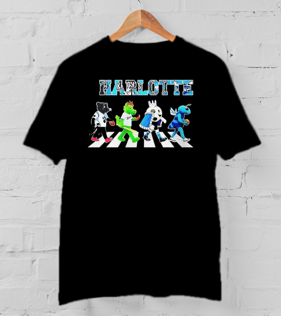 Charlotte Sports Teams Mascots Crossing Abbey Road T-Shirt