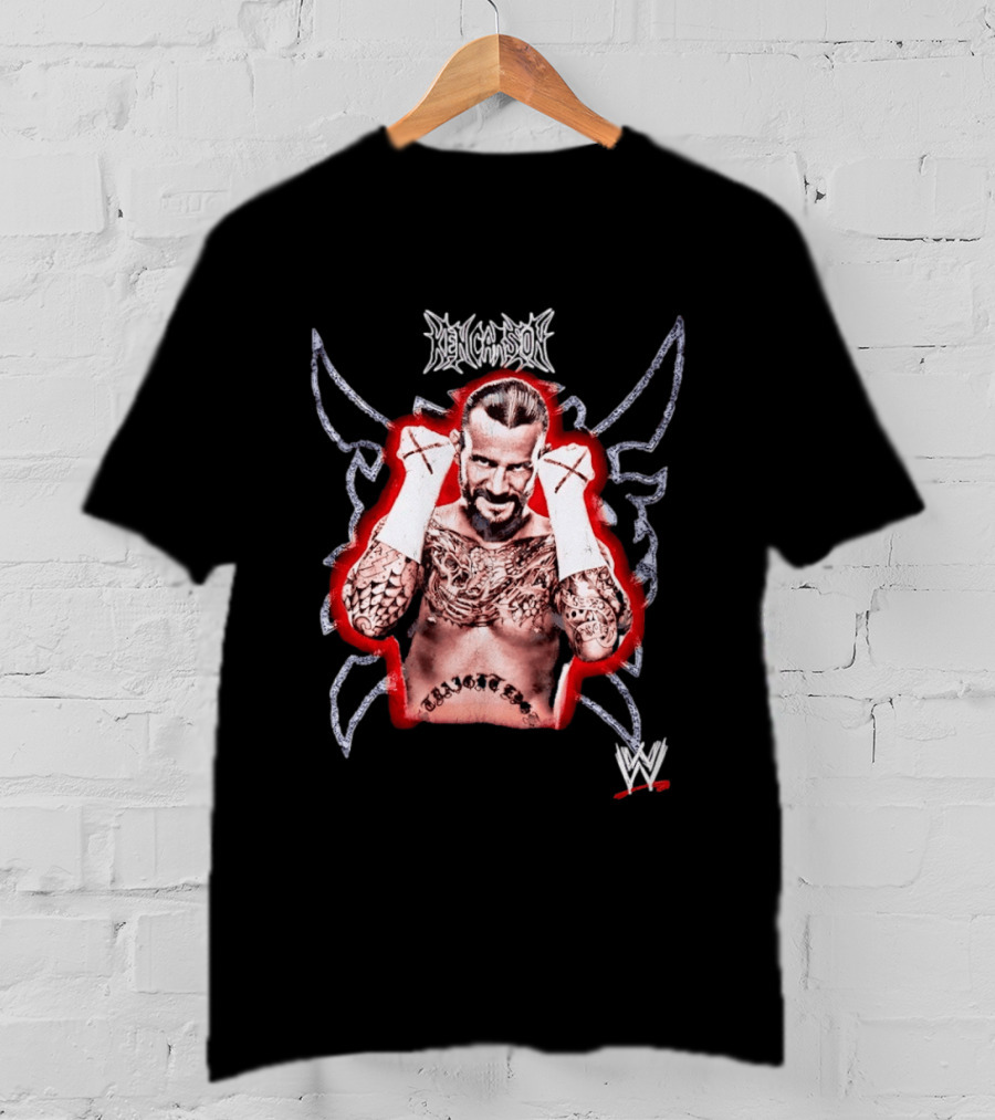 Ken Carson CM Punk WWE Logo Tattooed MMA Fighter T-Shirt
