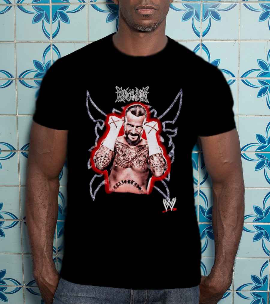 Ken Carson CM Punk WWE Logo Tattooed MMA Fighter T-Shirt