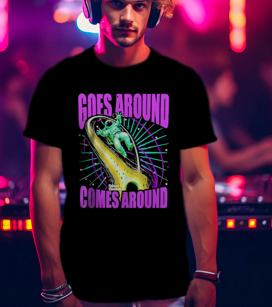 Goes Around Comes Around Astronaut Floating Space Retro Aesthetic T-Shirt
