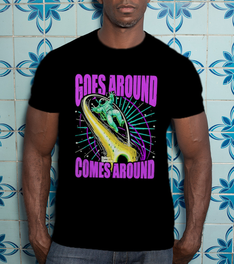 Goes Around Comes Around Astronaut Floating Space Retro Aesthetic T-Shirt