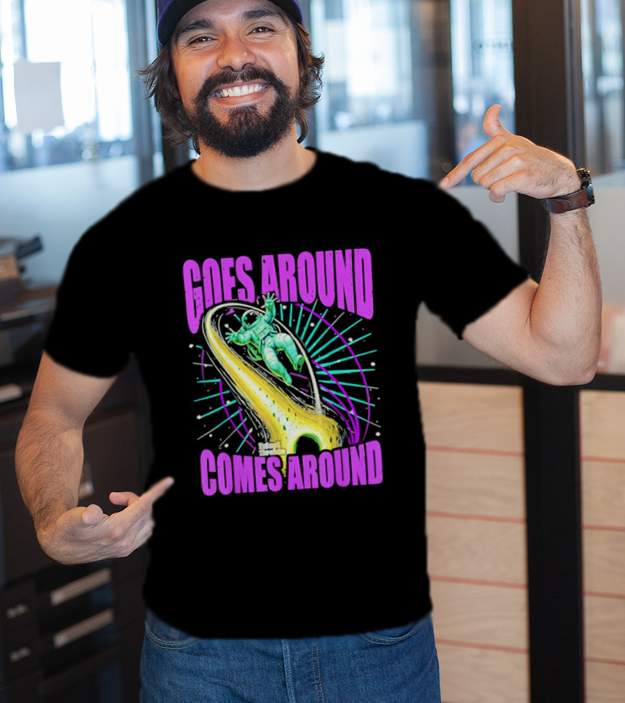 Goes Around Comes Around Astronaut Floating Space Retro Aesthetic T-Shirt