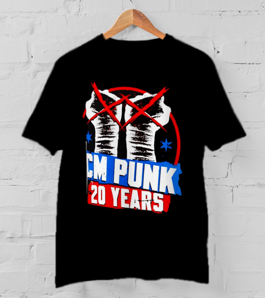 CM Punk 20 Years WWE Fists T-Shirt