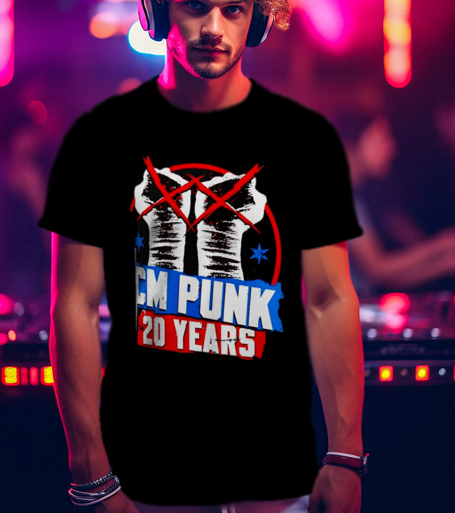 CM Punk 20 Years WWE Fists T-Shirt