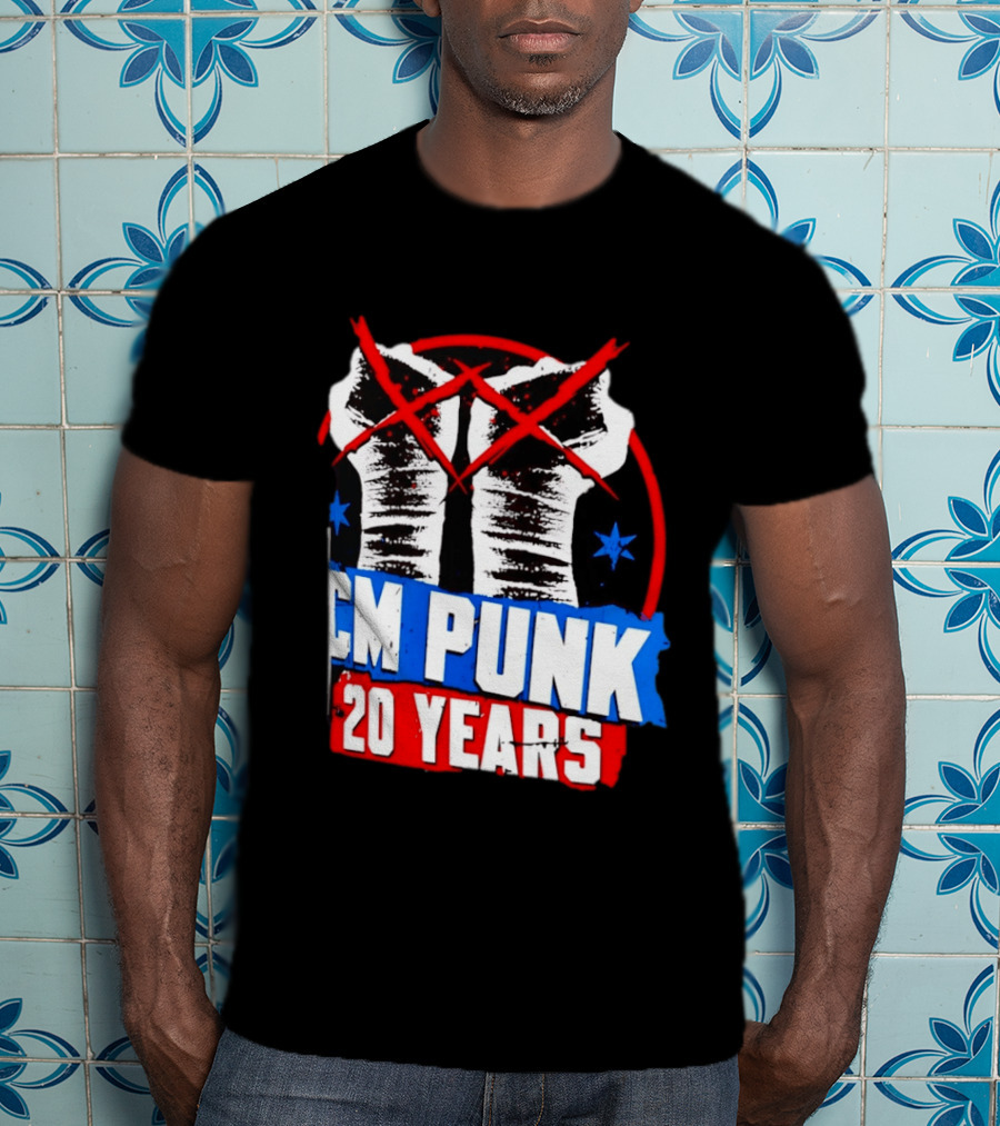 CM Punk 20 Years WWE Fists T-Shirt