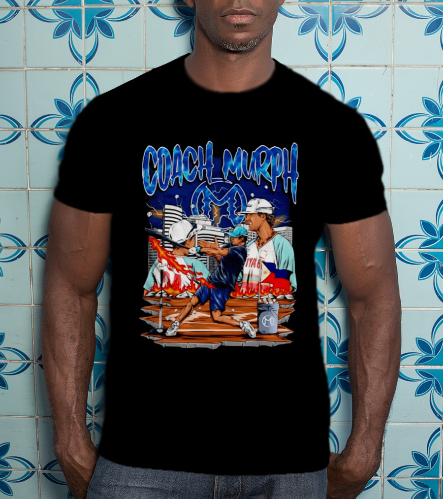 Coach Murph Baseball Training Batting Practice Urban City Flames Philippine Flag T-Shirt