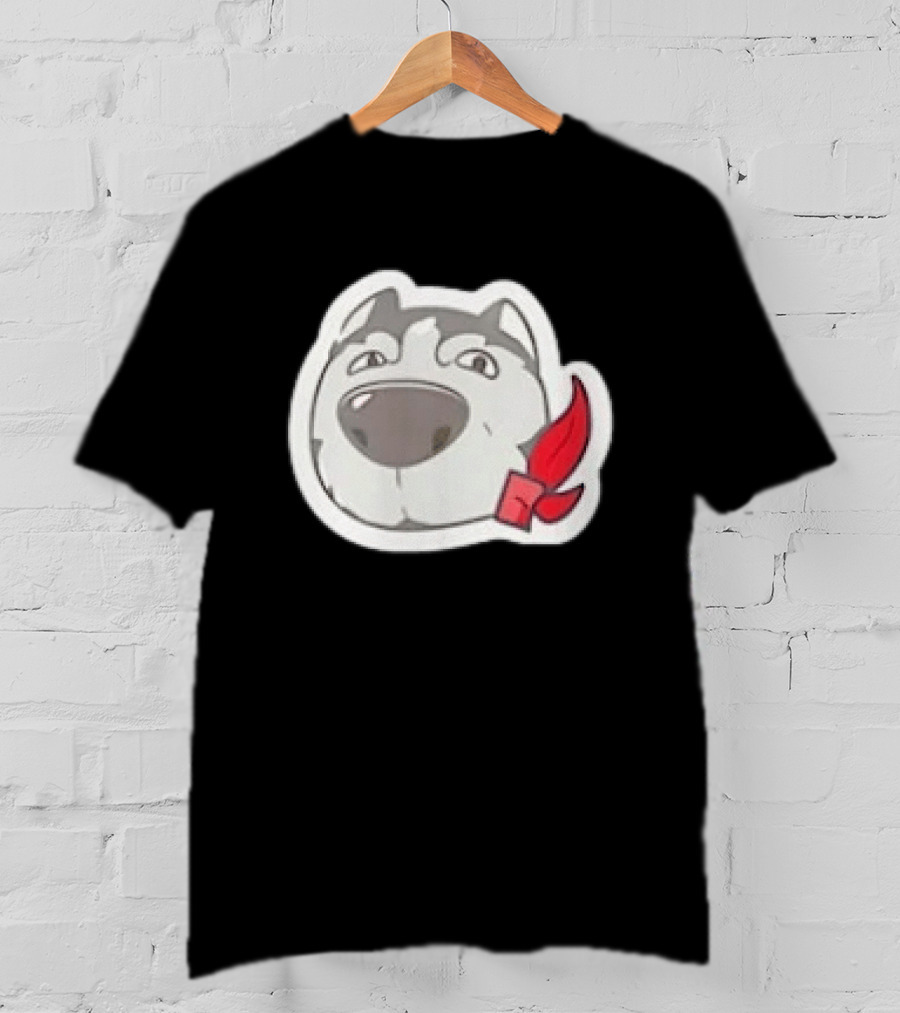 Husky Dog With Red Bandana Puppy Cute Cartoon Face T-Shirt