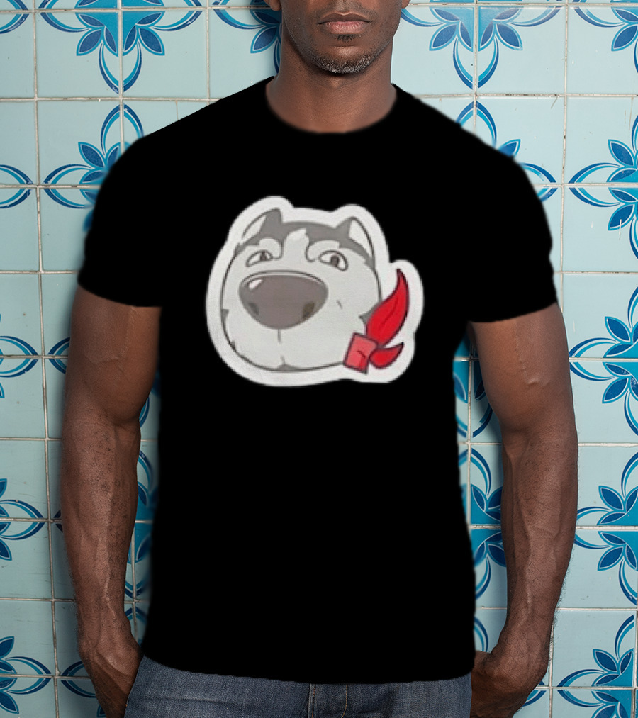 Husky Dog With Red Bandana Puppy Cute Cartoon Face T-Shirt