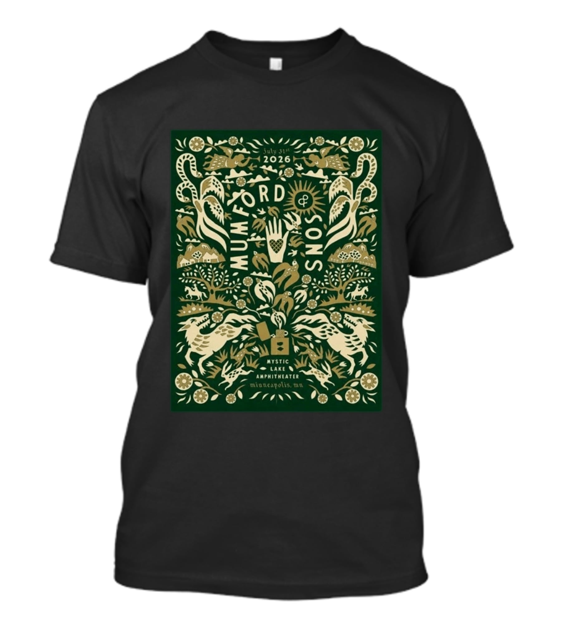 July 31 2026 Mumford And Sons Mystic Lake Amphitheater Minneapolis MN T-Shirt