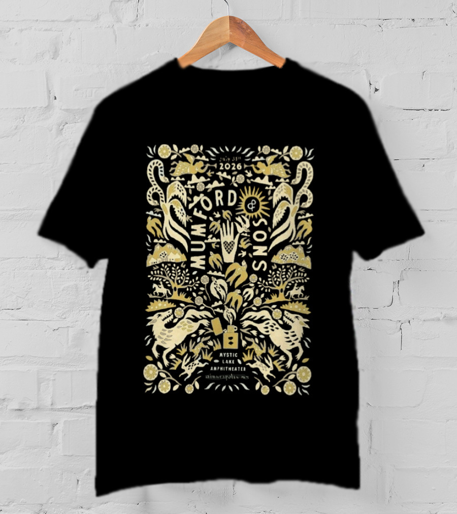 Mumford And Sons Prizefighter Tour Mystic Lake Amphitheater Minneapolis MN July 31 2026 T-Shirt