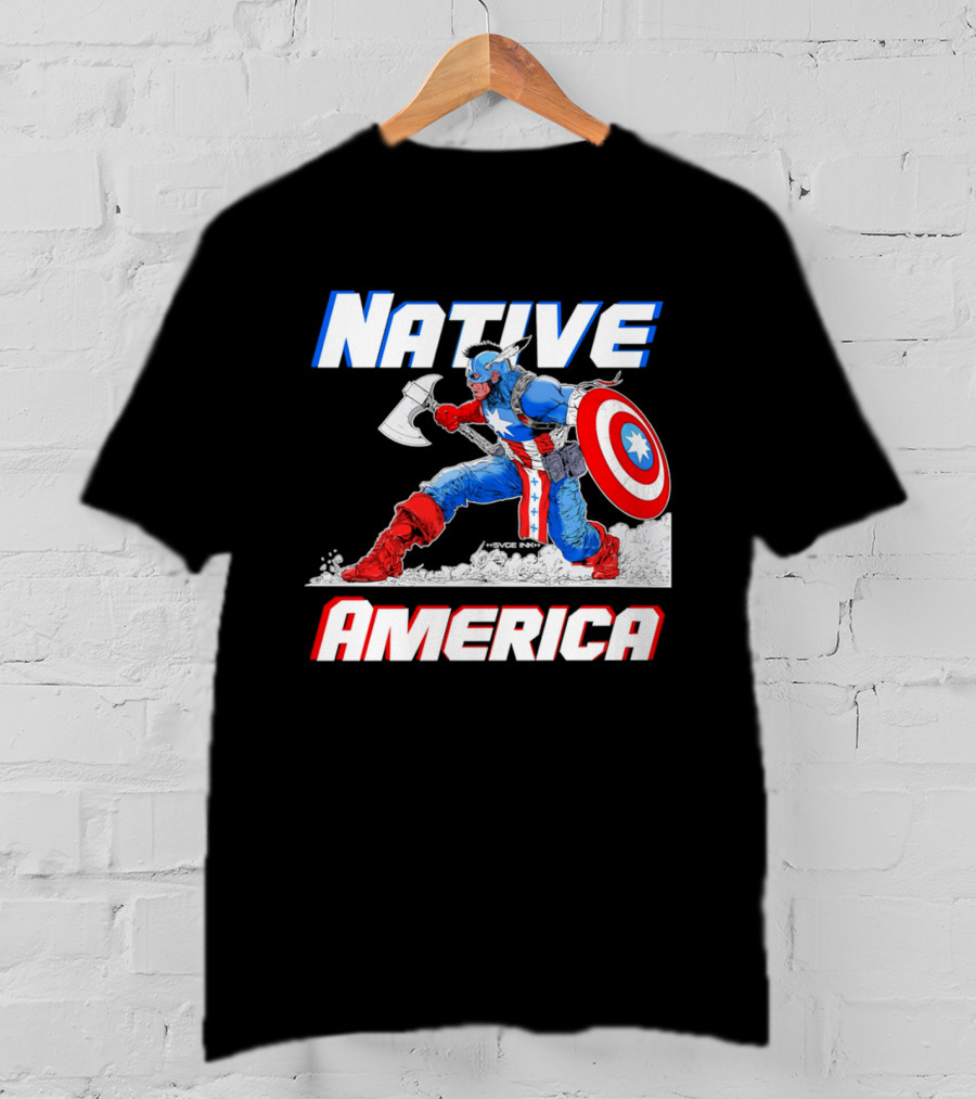 Native America Captain America Axe And Shield Hero T-Shirt