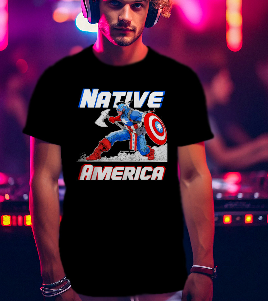 Native America Captain America Axe And Shield Hero T-Shirt