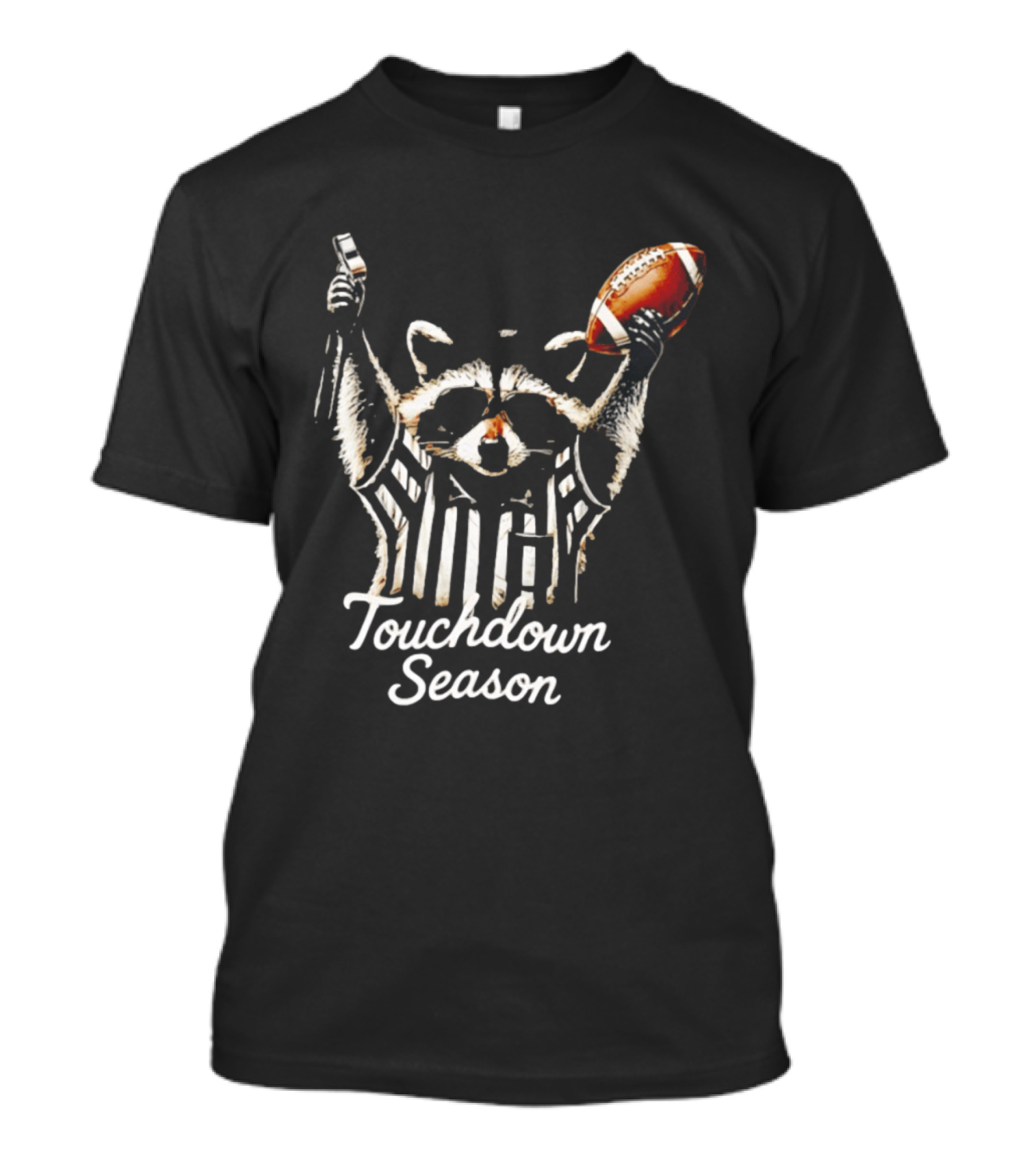 Raccoon Referee Touchdown Season Football Humor T-Shirt