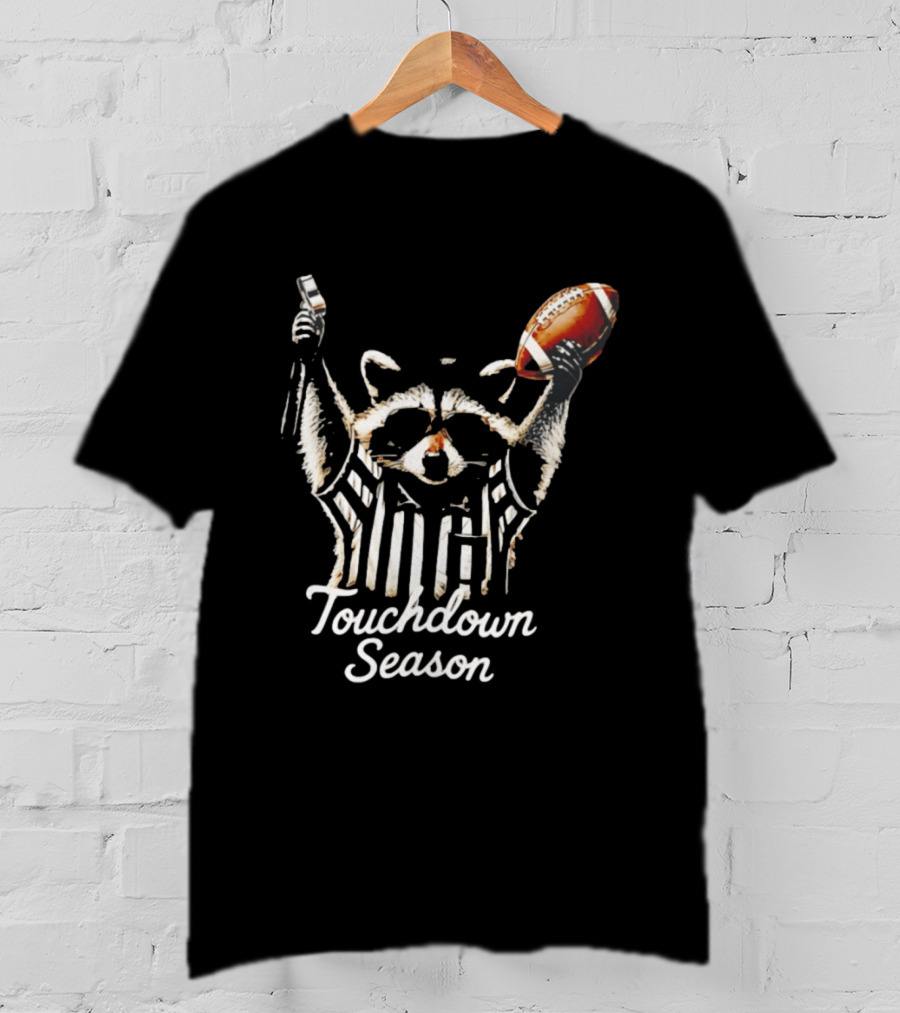 Raccoon Referee Touchdown Season Football Humor T-Shirt