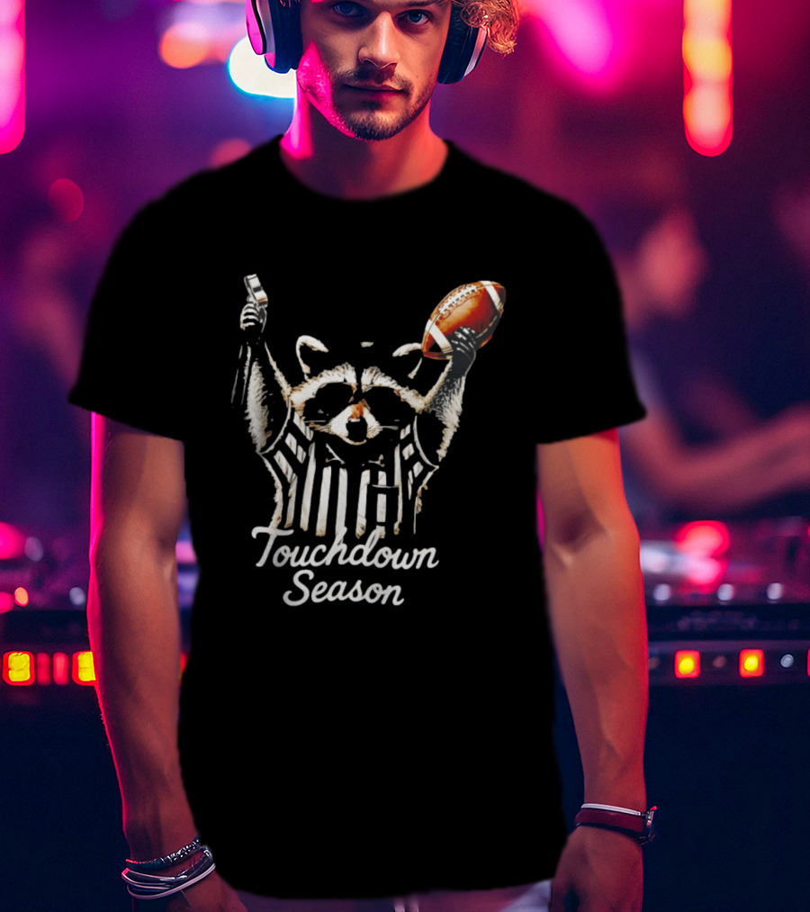 Raccoon Referee Touchdown Season Football Humor T-Shirt