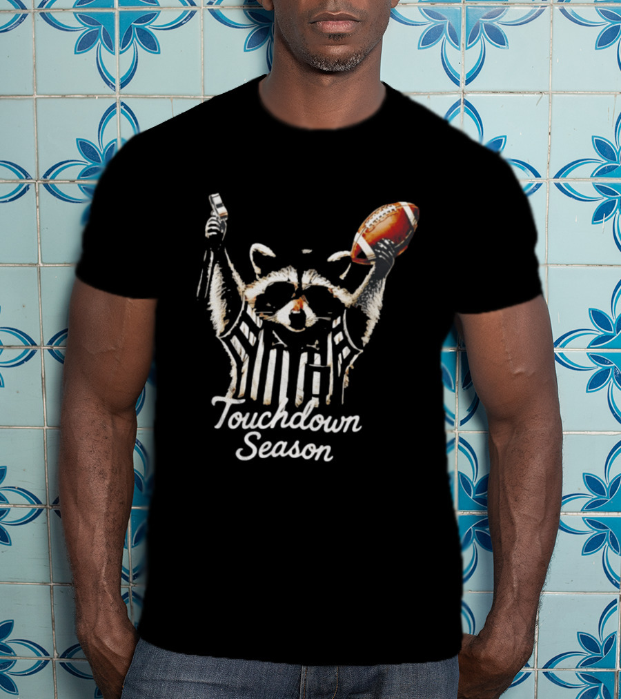 Raccoon Referee Touchdown Season Football Humor T-Shirt
