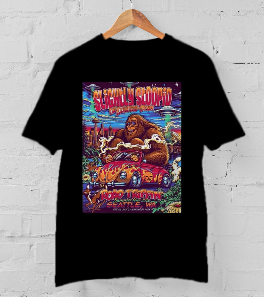 Slightly Stoopid Road Trippin Summer Tour 2026 Seattle WA July 31 Marymoor Park T-Shirt