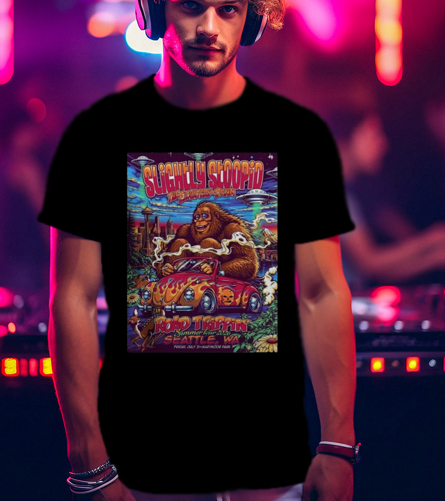 Slightly Stoopid Road Trippin Summer Tour 2026 Seattle WA July 31 Marymoor Park T-Shirt