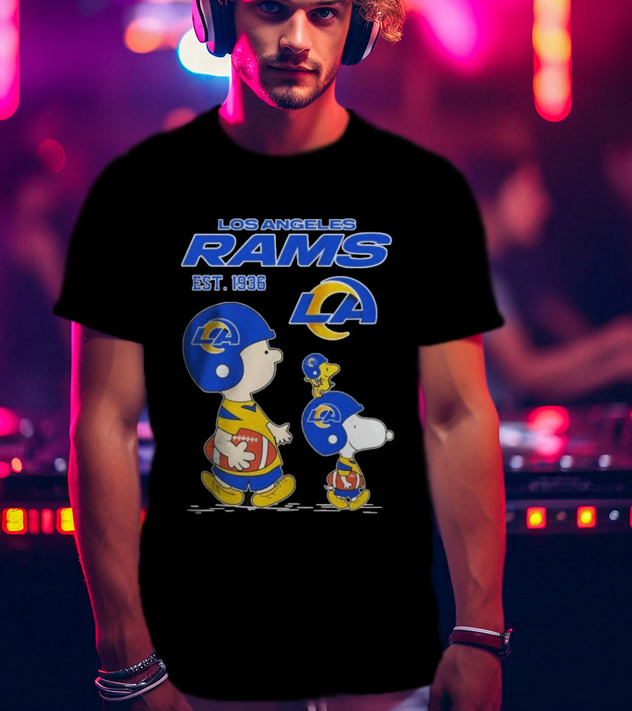 Snoopy Charlie Brown Los Angeles Rams 1936 Football Team LA T-Shirt