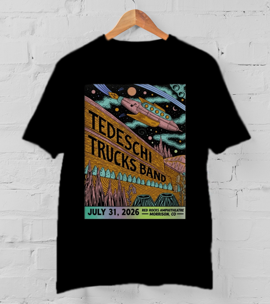 Tedeschi Trucks Band Red Rocks Concert July 31 2026 Morrison CO Spaceship T-Shirt