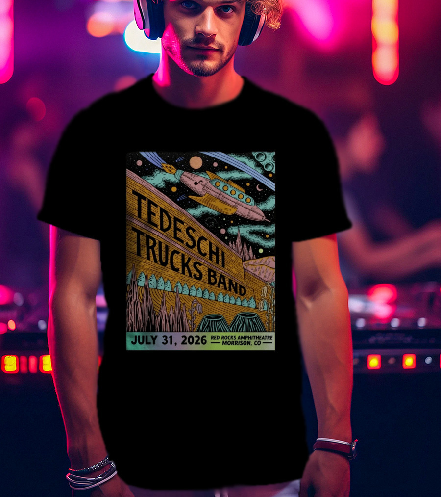 Tedeschi Trucks Band Red Rocks Concert July 31 2026 Morrison CO Spaceship T-Shirt
