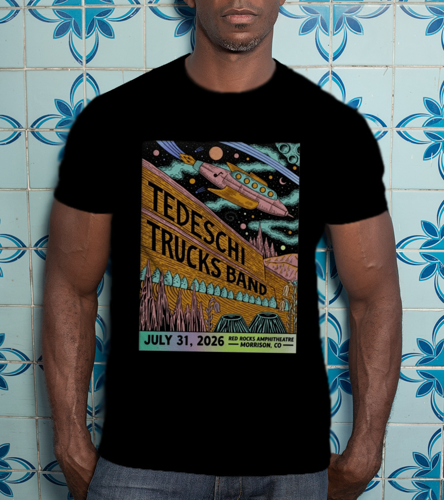 Tedeschi Trucks Band Red Rocks Concert July 31 2026 Morrison CO Spaceship T-Shirt