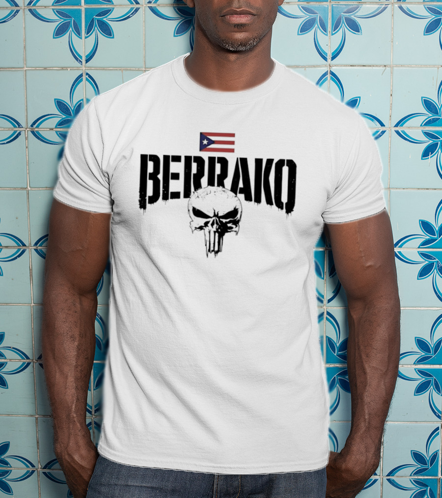 Berrako Skull Puerto Rican Flag T-Shirt