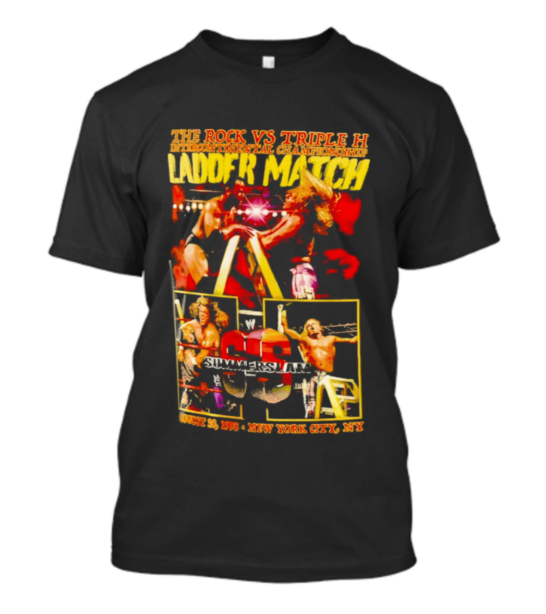 WWE SummerSlam 1998 The Rock Vs Triple H Ladder Match Intercontinental Championship New York City T-Shirt