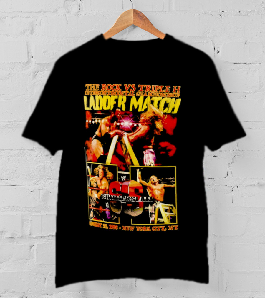 WWE SummerSlam 1998 The Rock Vs Triple H Ladder Match Intercontinental Championship New York City T-Shirt