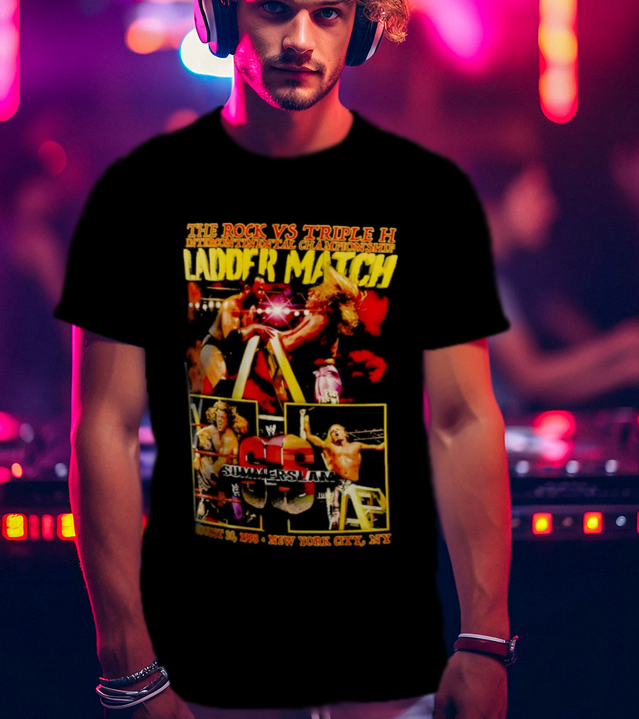 WWE SummerSlam 1998 The Rock Vs Triple H Ladder Match Intercontinental Championship New York City T-Shirt