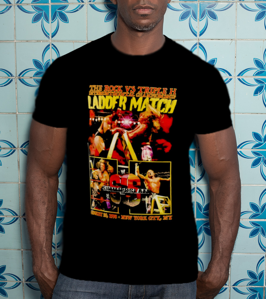 WWE SummerSlam 1998 The Rock Vs Triple H Ladder Match Intercontinental Championship New York City T-Shirt