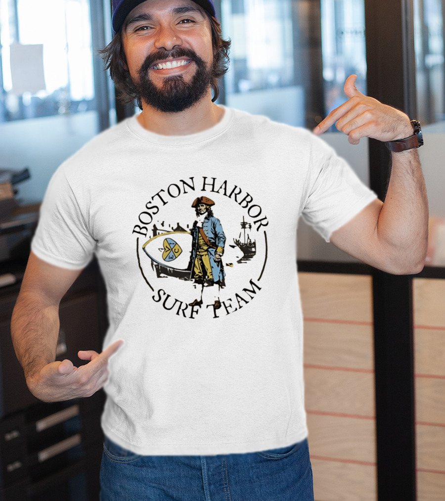 Boston Harbor Surf Team Vintage Sailor With Surfboard T-Shirt