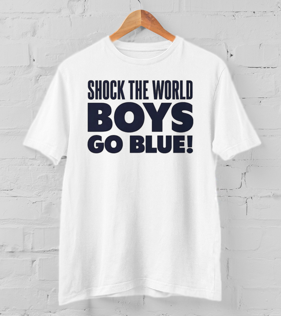 Shock The World Michigan Men's Basketball Boys Go Blue T-Shirt