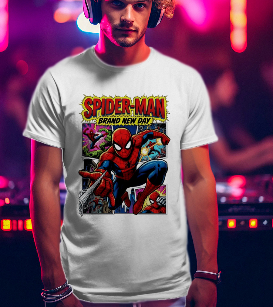 Spider Man Brand New Day Collage Marvel Comic Adventure T-Shirt