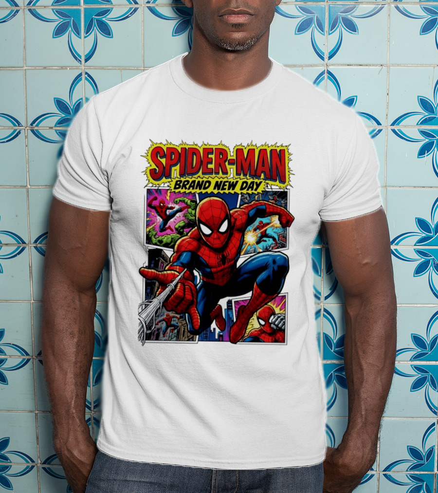 Spider Man Brand New Day Collage Marvel Comic Adventure T-Shirt
