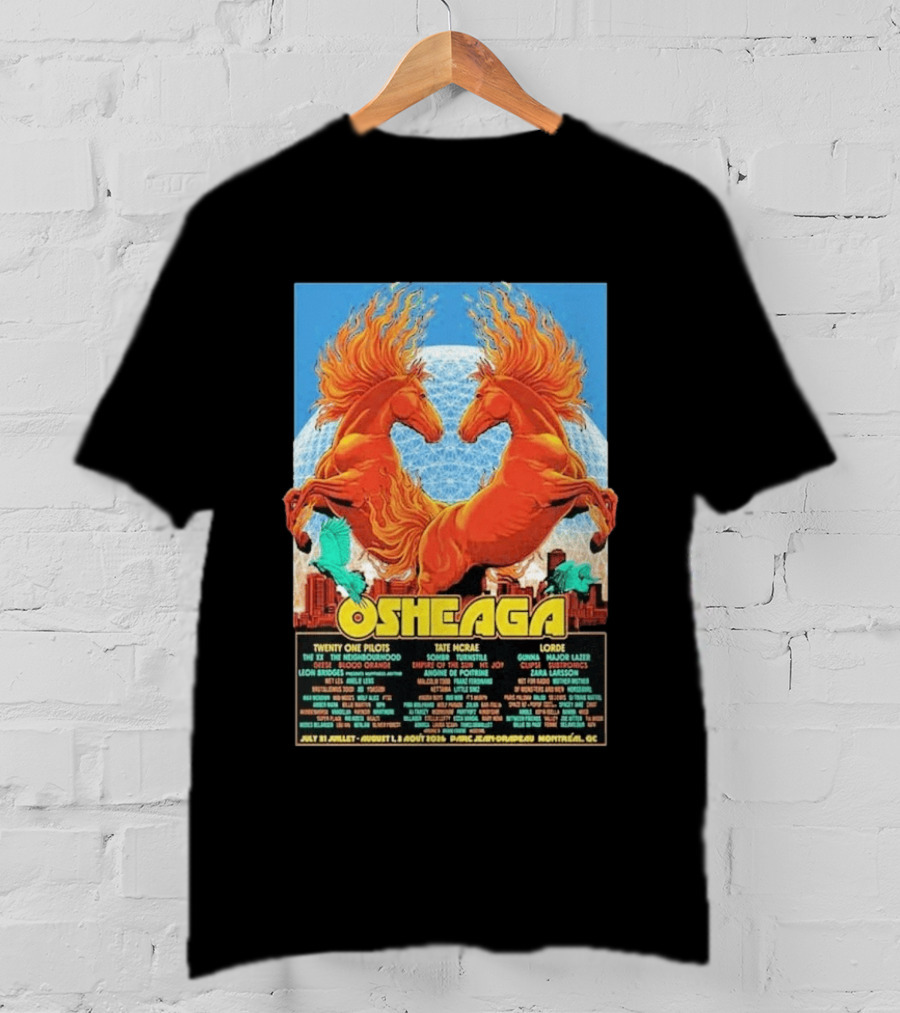 19th Annual Osheaga Music And Arts Festival July 31 To August 2 2026 Headliners Twenty One Pilots Tate McRae Lorde Parc Jean Drapeau Montreal Canada T-Shirt