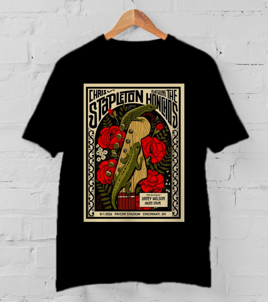 Chris Stapleton Featuring The Honchos Lainey Wilson Allen Stone Cincinnati 2026 Paycor Stadium August 1 T-Shirt