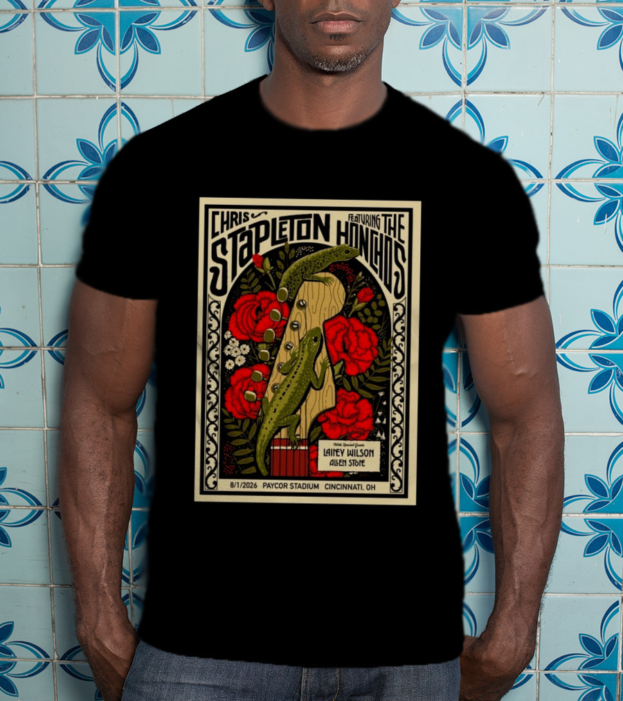 Chris Stapleton Featuring The Honchos Lainey Wilson Allen Stone Cincinnati 2026 Paycor Stadium August 1 T-Shirt