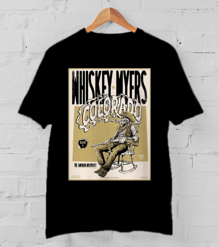 Whiskey Myers Colorado Springs Southern Hospitality Tour August 1 Ford Amphitheater 2026 T-Shirt