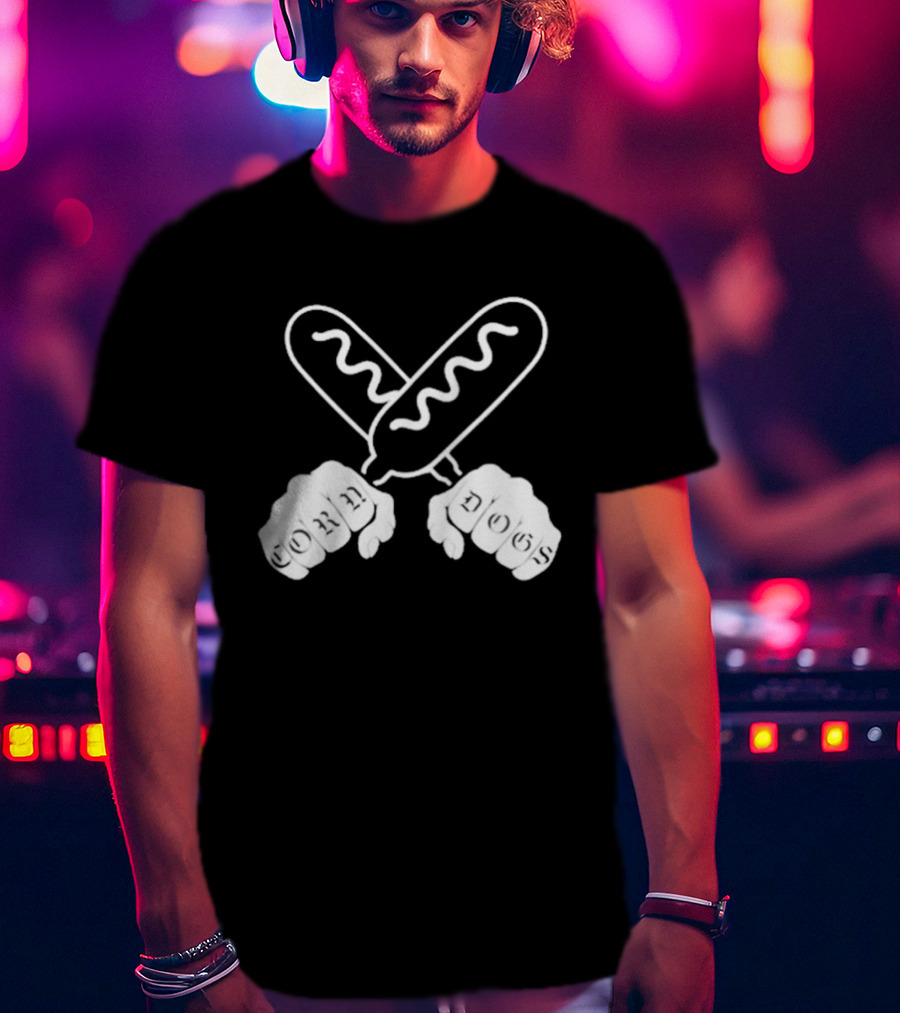 Corndog Knuckles Fun Novelty Design With Crossed Snacks And Fists T-Shirt