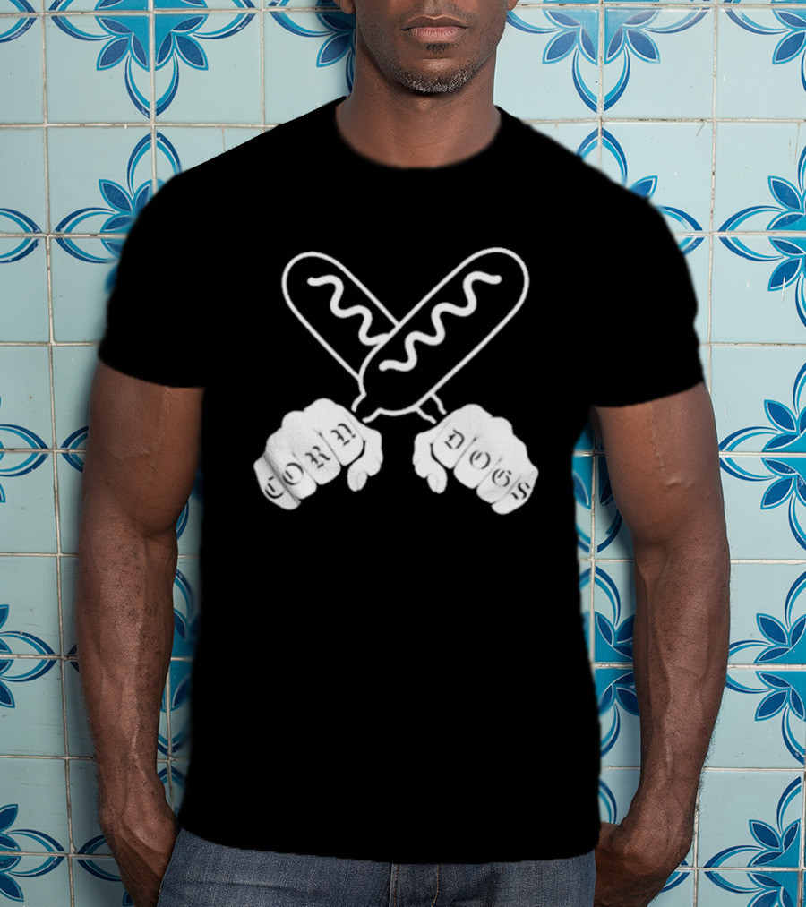 Corndog Knuckles Fun Novelty Design With Crossed Snacks And Fists T-Shirt