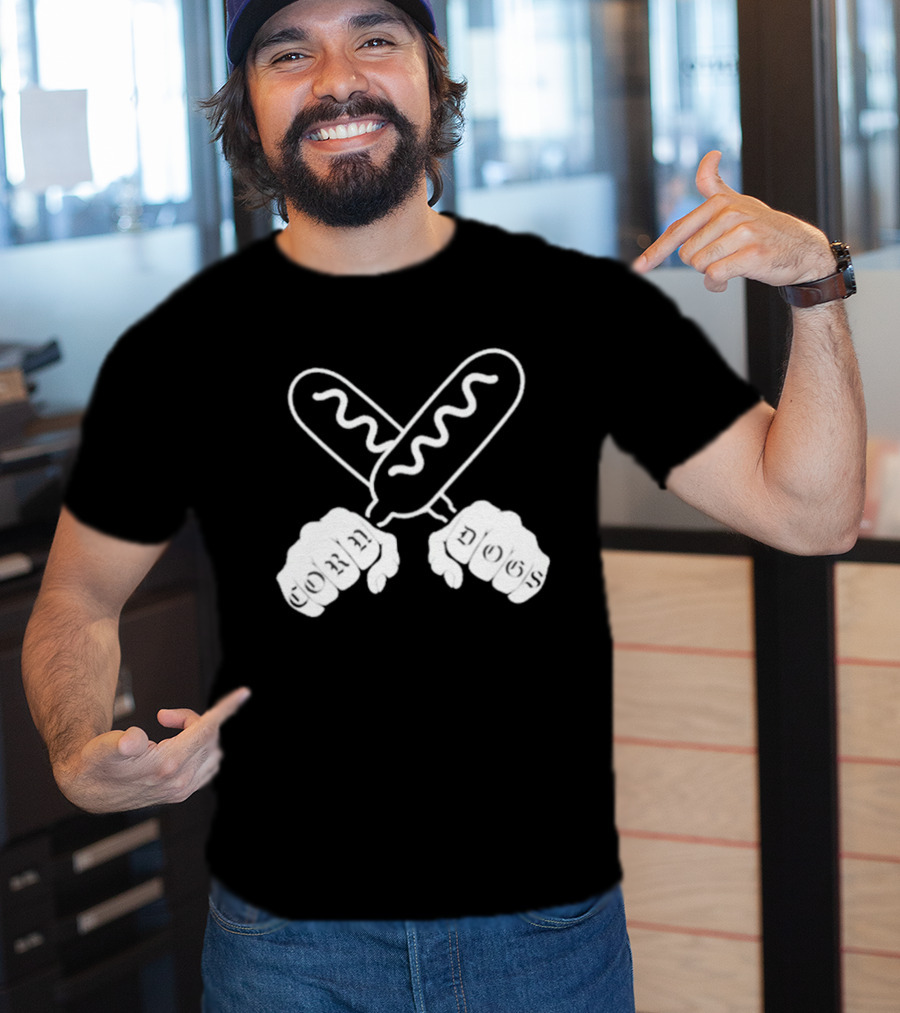 Corndog Knuckles Fun Novelty Design With Crossed Snacks And Fists T-Shirt