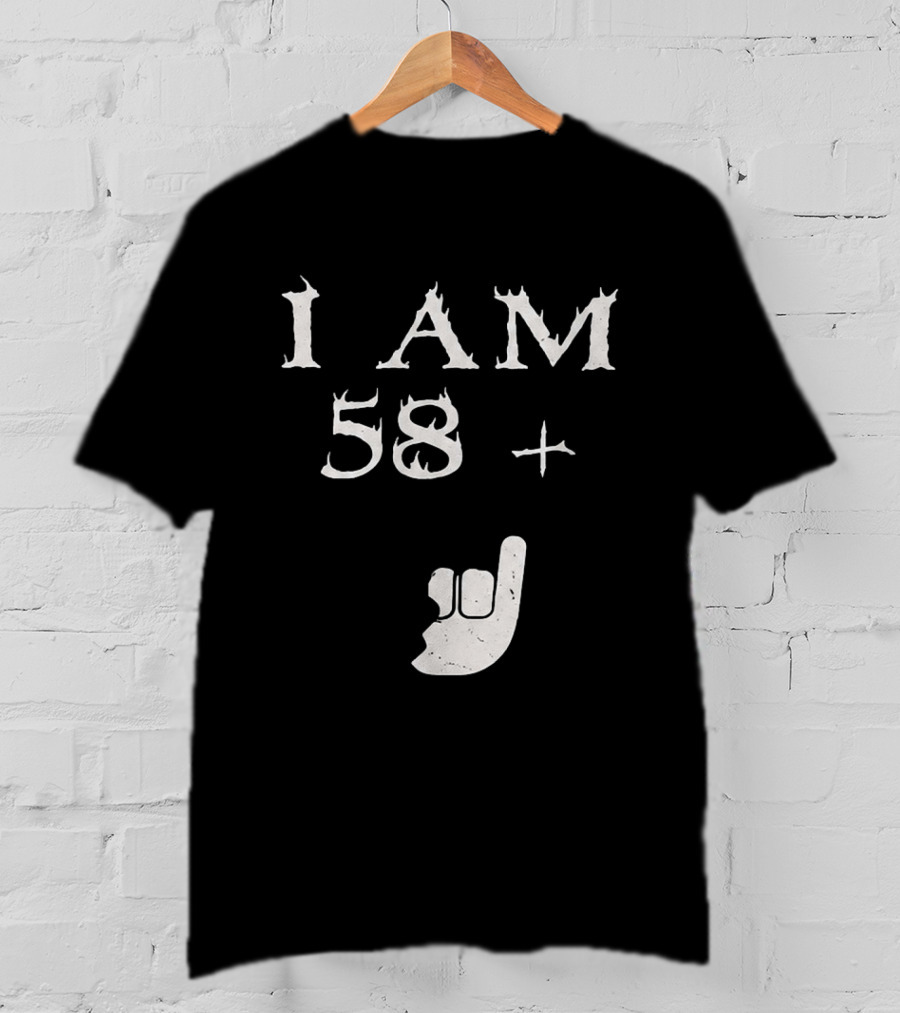 I Am 58 Plus Rock Hand Gesture T-Shirt