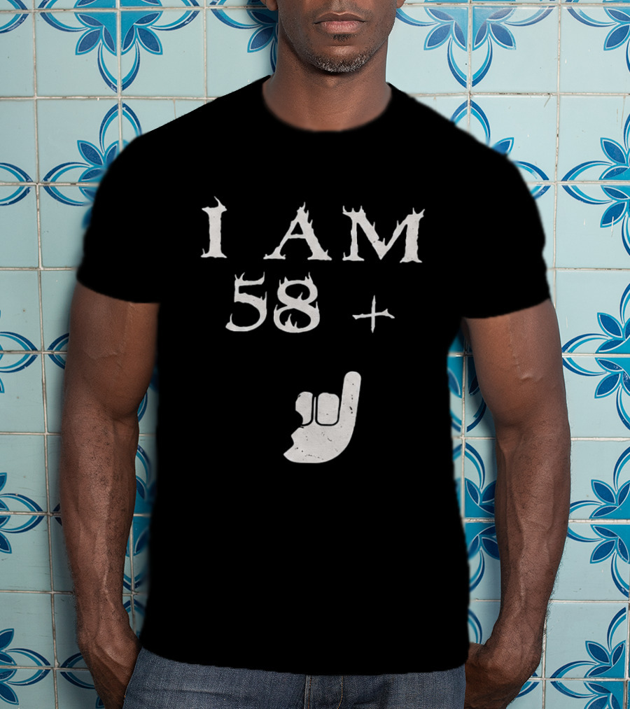 I Am 58 Plus Rock Hand Gesture T-Shirt