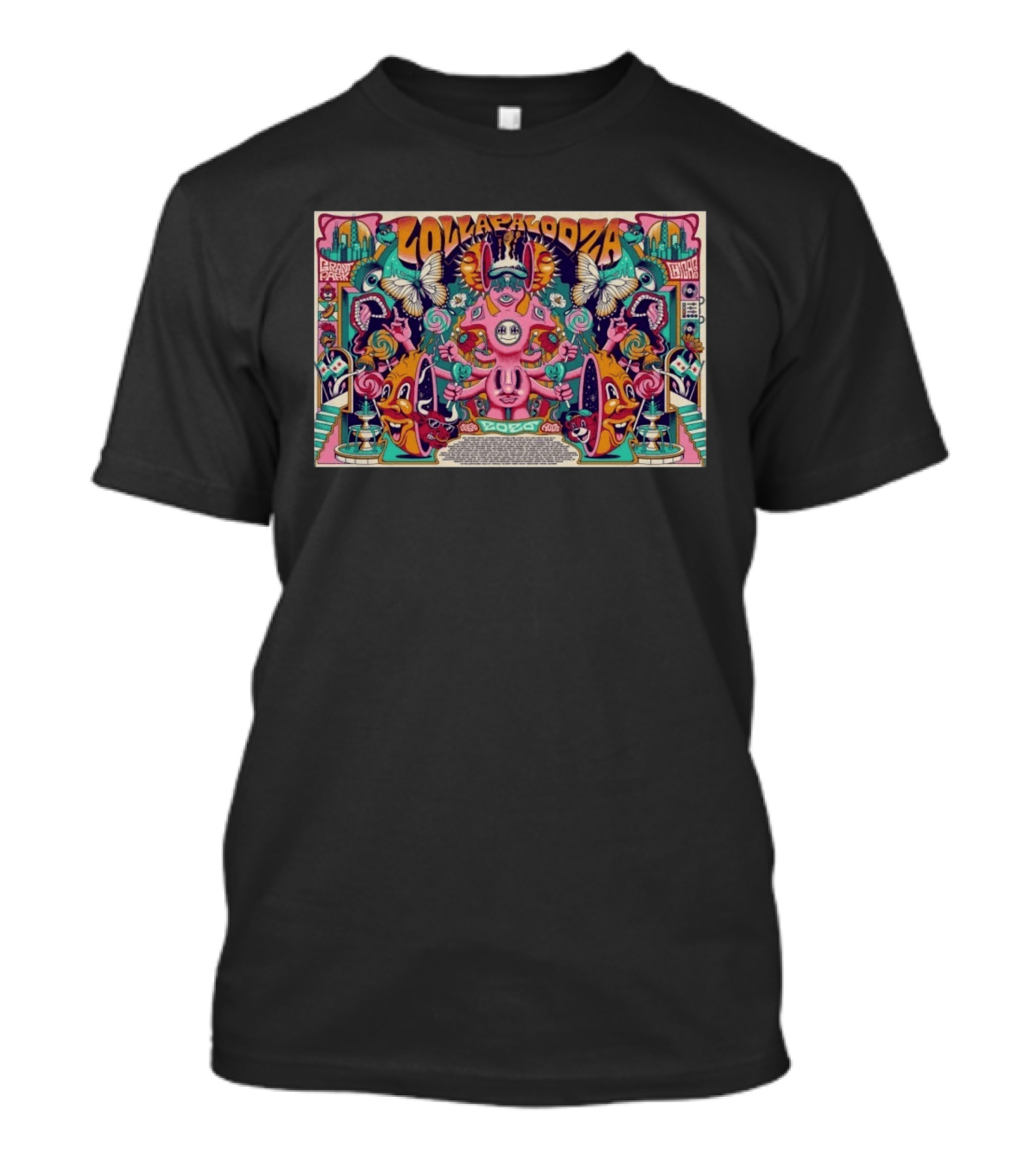 Lollapalooza Grand Park Chicago August 02 2026 Exclusive Vibrant Psychedelic Illustrations T-Shirt