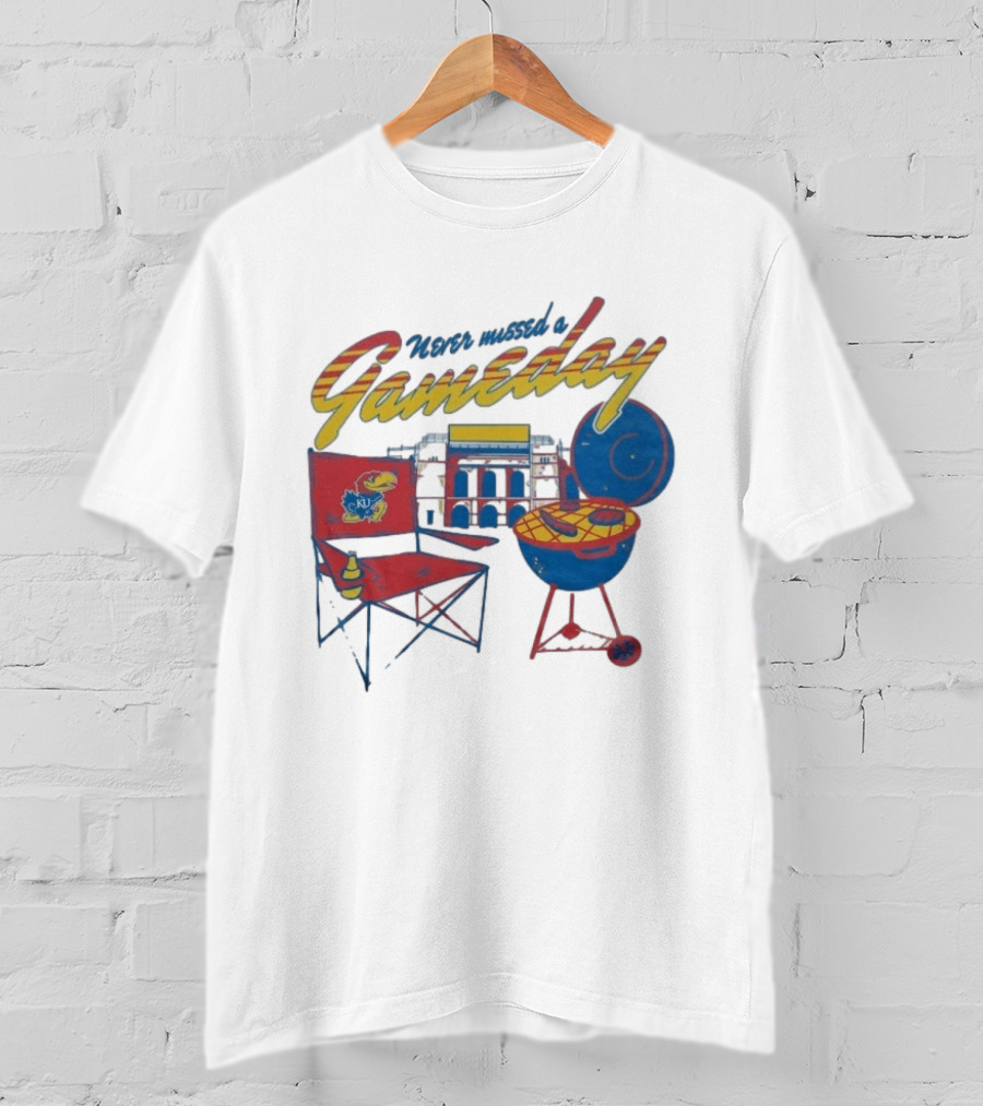 Kansas Jayhawks Never Missed A Gameday BBQ Chair Stadium Grill T-Shirt