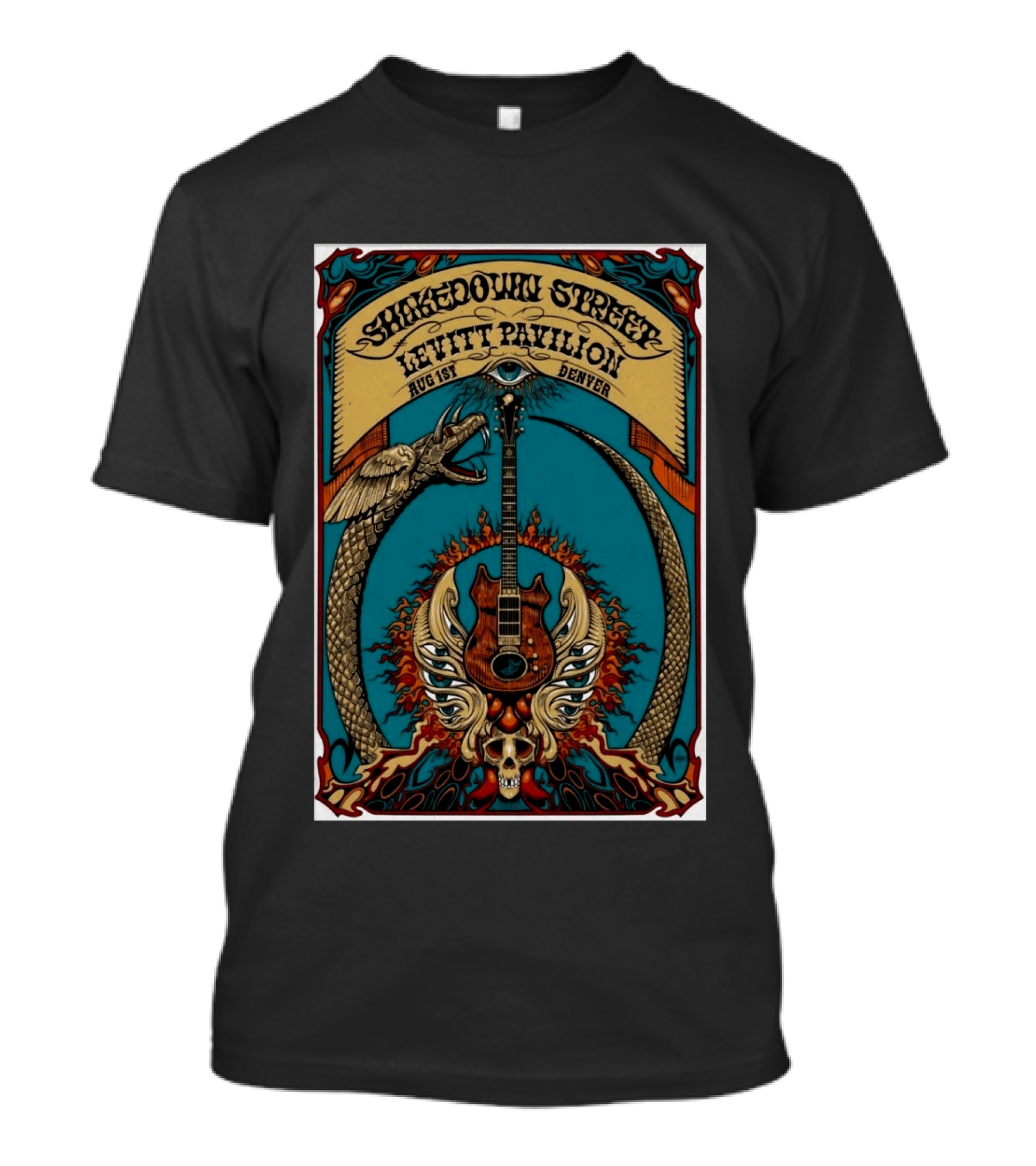 Shakedown Street Levitt Pavilion Aug 1 Denver 2026 Snake Guitar Skull T-Shirt
